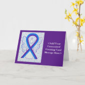 Blue and Paars Awareness Ribbon Personalised Kaart (Gele Bloem)