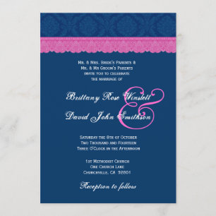 Blue and Pink Damask Lace Wedding V04 Kaart