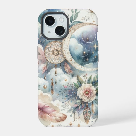 Blue and Pink Dream Catcher iPhone 15 Hoesje (Achterkant)