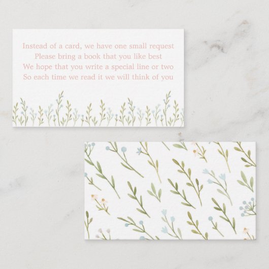 Blue and Pink Floral Diaper Card Insert Informatiekaartje (Voorkant / Achterkant)