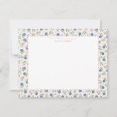 Blue and Pink Floral Hand Drawn Scallop note card Kaart (Voorkant)