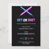blue and pink gender reveal party invitation (Devant)
