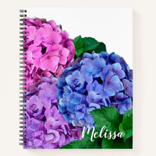 Blue and Pink Hydrangea Flowers, gepersonaliseerd Notitieboek