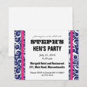 Blue and Pink Swirl Hen Party Invite Kaart (Voorkant / Achterkant)