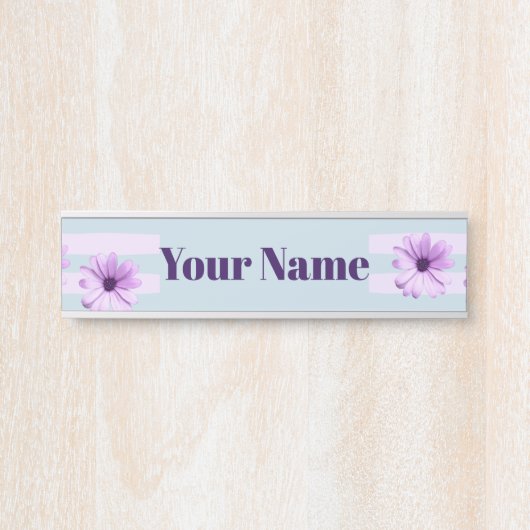 blue and purple striped daisy pattern deurbordje (Voorkant)