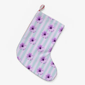 blue and purple striped daisy pattern kleine kerstsok (Voorkant (Hangend))