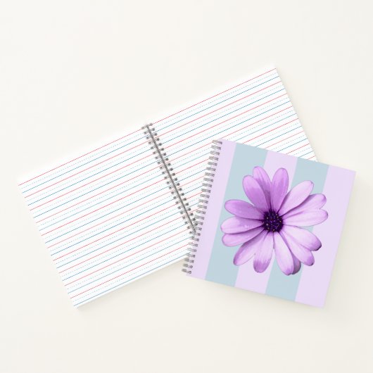blue and purple striped daisy pattern notitieboek (Binnen)