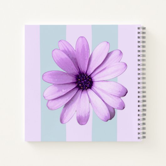 blue and purple striped daisy pattern notitieboek (Achterkant)