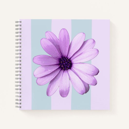 blue and purple striped daisy pattern notitieboek (Voorkant)