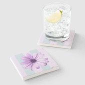 blue and purple striped daisy pattern stenen onderzetter (Zijkant)