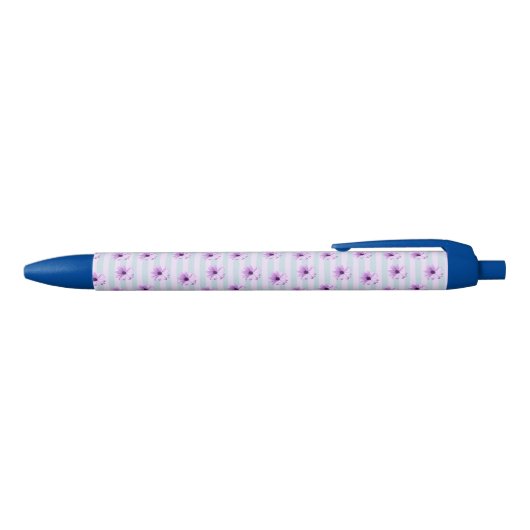 blue and purple striped daisy pattern zwarte inkt pen (Bovenkant)