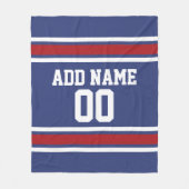 Blue and Red Jersey Stripes Custom Name Number Fleece Deken (Voorkant)