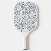Blue and Sage Green Wildflower Pattern Pickleball Paddle (Achterkant)