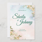 Blue and Salmon Pastel Elegance Wedding Invitation (Devant)