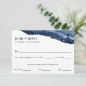 Blue and Silver Agate Geode RSVP Reply Kaart (Staand voorkant)