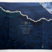 Blue and Silver Agate Wedding Tri-Fold Uitnodiging (Binnenkant midden)