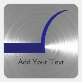 Blue and Silver Brushed Metal Vierkante Sticker
