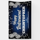 Blue and Silver Happy Retirement  Spandoek (Verticaal)