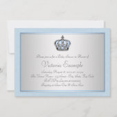 Blue and Silver Prince Baby shower Kaart (Voorkant)