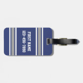 Blue and Silver Sports Jersey Custom Name Number Bagagelabel (Achterkant horizontaal)