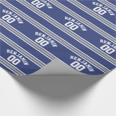 Blue and Silver Sports Jersey Custom Name Number Cadeaupapier (Hoek)