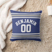 Blue and Silver Sports Jersey Custom Name Number Kussen (Deken)