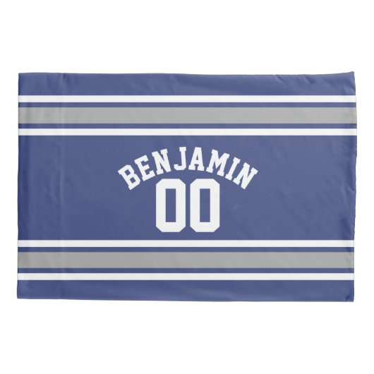 Blue and Silver Sports Jersey Custom Name Number Kussensloop (Achterkant)