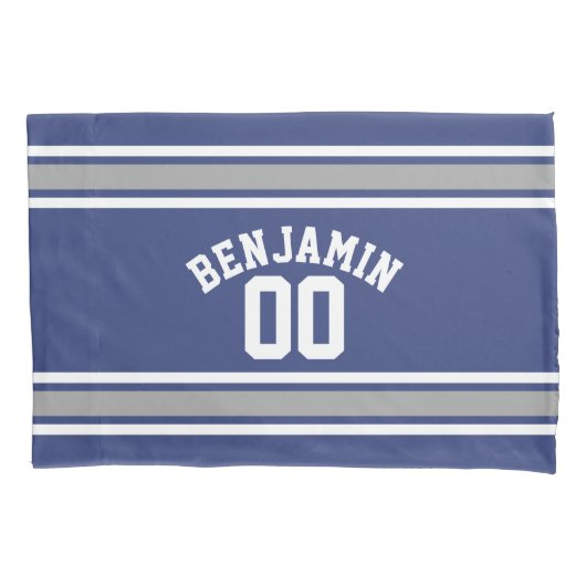 Blue and Silver Sports Jersey Custom Name Number Kussensloop (Voorkant)