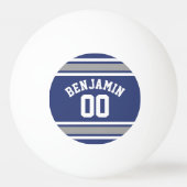 Blue and Silver Sports Jersey Custom Name Number Pingpongballen (Achterkant)