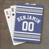 Blue and Silver Sports Jersey Custom Name Number Speelkaarten