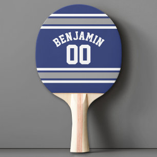 Blue and Silver Sports Jersey Custom Name Number Tafeltennisbatje