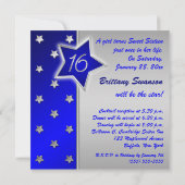 Blue and Silver Stars Sweet 16 Invitation (Dos)