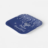 Blue and Silver String Lights Happy Hanukkah Papieren Bordje (Gebogen)