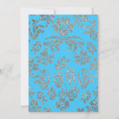 Blue and Silver Sweet 16 Birthday Invitation Kaart (Achterkant)