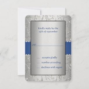 Blue and Silver Swirl Wedding RSVP