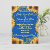 Blue and Sunflower Wedding Invitation Kaart (Staand voorkant)