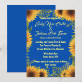 Blue and Sunflower Wedding Invitation Kaart (Voorkant / Achterkant)