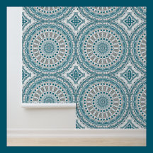 Blue and Taupe Mandala Pattern Design