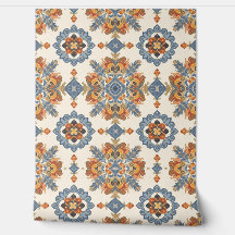 Blue and Terracotta Vintage Mediterranean Floral