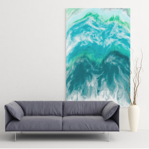 Blue and Turquoise Ocean Waves Digital Ar Poster