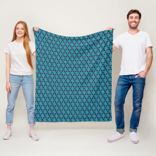 Blue and Turquoise Star van David Tessellation Fleece Deken