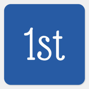 Blue and White 1st First Place Winner Award Vierkante Sticker