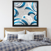 Blue and White Abstract Leaf Canvas Afdruk (Insitu (Slaapkamer))