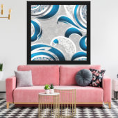 Blue and White Abstract Leaf Canvas Afdruk (Insitu (Woonkamer))