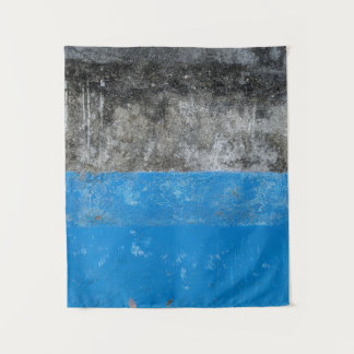 Blue and white abstract painting wandkleed