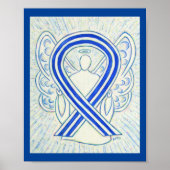 Blue and White ALS Awareness Ribbon Angel Poster (Voorkant)