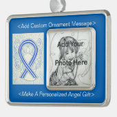 Blue and White ALS Awareness Ribbon Ornament (Links)