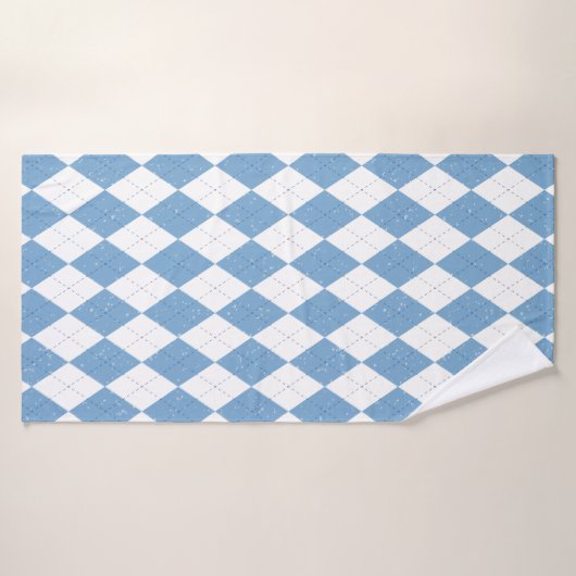 Blue and White Argyle Diamond Geometric Pattern (Serviette de bain)