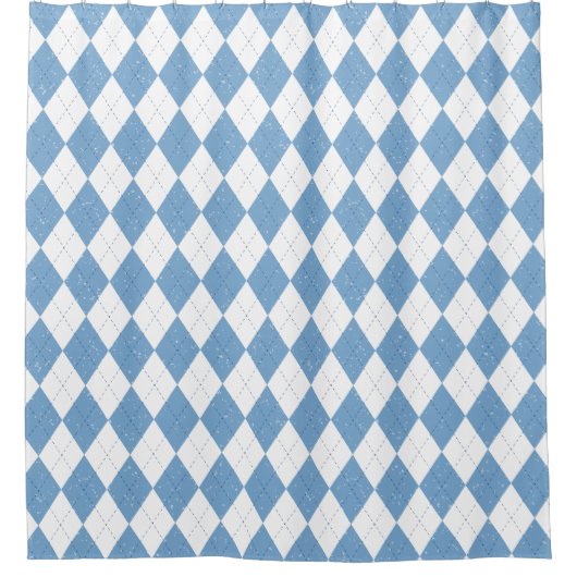 Blue and White Argyle Diamond Geometric Pattern Douchegordijn (Voorkant)