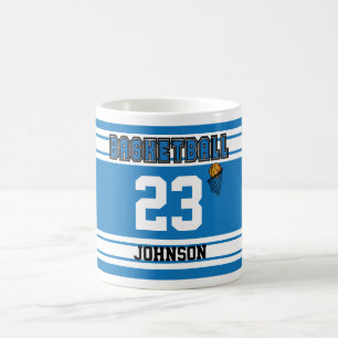 Blue and White Basketball Jersey Koffiemok